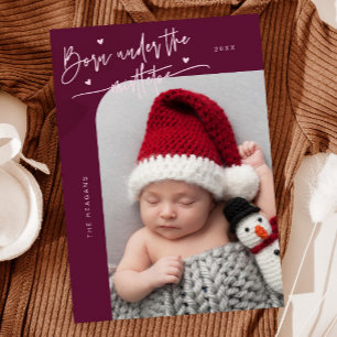 Född under Mistletoe Cranberry Birth Notification Meddelande