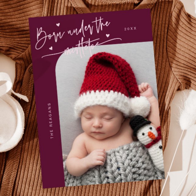 Född under Mistletoe Cranberry Birth Notification Meddelande (Skapare uppladdad)