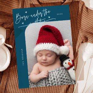 Född under Mistletoe Teal Birth Notice Meddelande