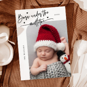 Född under Mistletoe White Birth Notice Meddelande