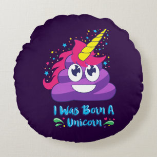 Född UnicornEmoji Poop Rund Kudde