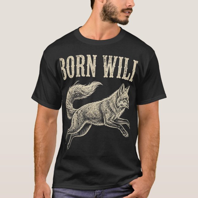 Född Vild T-Shirt – Vintage slitad räv tee (Framsida)