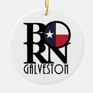 FÖDDA Galveston Texas Julgransprydnad Keramik
