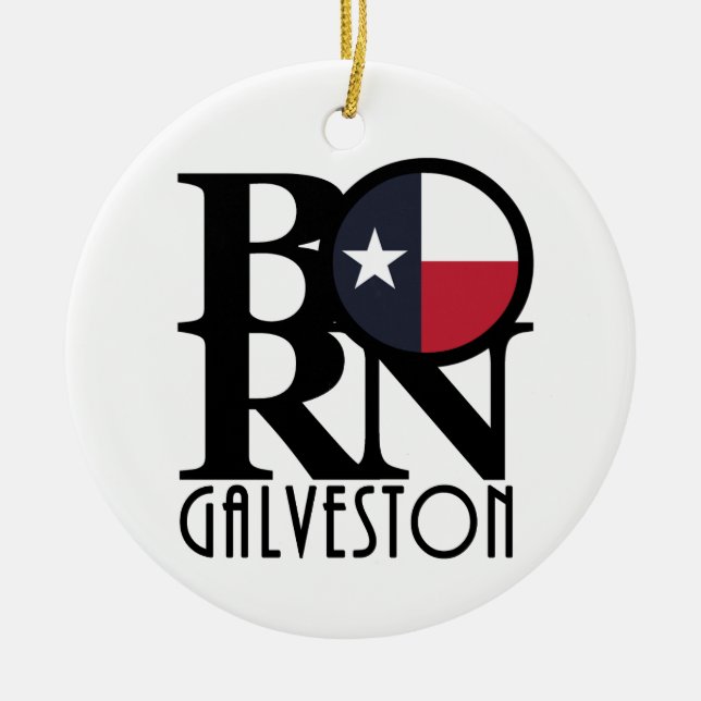 FÖDDA Galveston Texas Julgransprydnad Keramik (Framsidan)