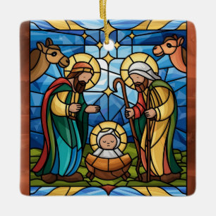 Föddelsekonst i glasmålning, Frälsarens Jesus föde Julgransprydnad Keramik