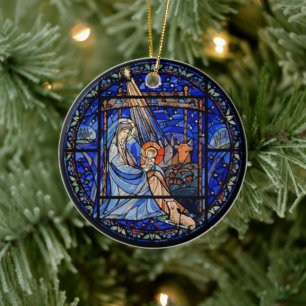 Födeläggelse med jul + datum julgransprydnad keramik