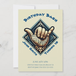 Födelsagsfest- Surfare Hand Symbol- Inbjudningar