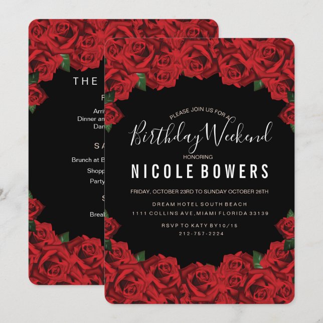 Födelsagshelg Itinerary Inbjudan (Fram/baksida)