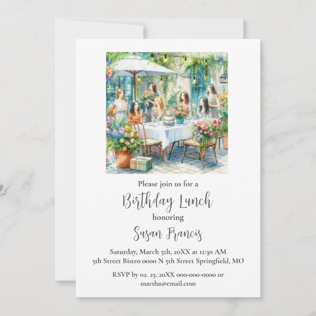 Födelsagslunch Eleganta Damer  Inbjudningar (Framsida)