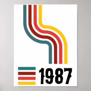 Födelsårets Retro Färgglada Vågiga Ränder Anpassa Poster