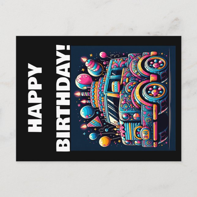 Födelsdagsbussäventyret Vykort (Framsida)