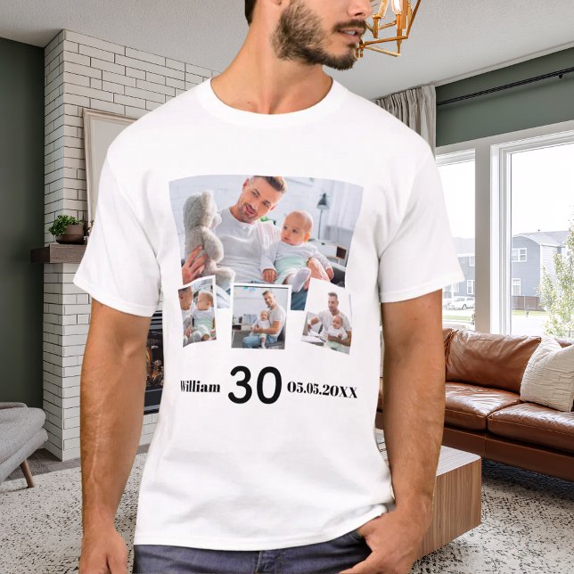 Födelsdagsnamn ålder fotokollage t shirt (Skapare uppladdad)