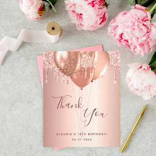 Födelsdagsroséguld rodnad glitter tack budget flygblad