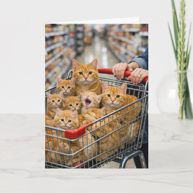 Födelsdagsvarukorg Fylld med Orange Katter Kort (Framsida)