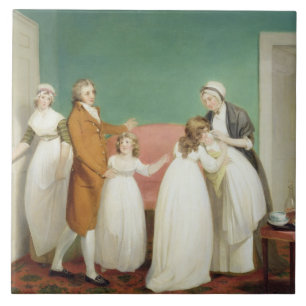 Födelse av arvingen, c.1799 (olja på kanfas) ser kakelplatta