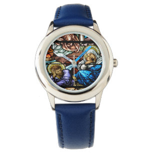 Födelse av det Jesus målat glassfönstret Armbandsur