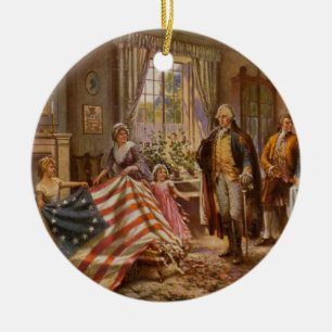 Födelse av old glory - Edward Moran (1917) Julgransprydnad Keramik