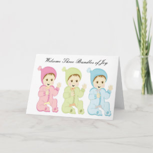 FÖDELSE FÖR TRIPLETS GREETING CARD KORT