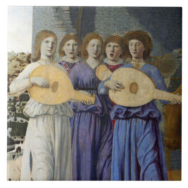 FÖDELSE, JULENGLAR av PIERO DELLA FRANCESCA Kakelplatta (Framsidan)