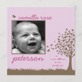 födelseanmälan för fjäril-träd meddelande