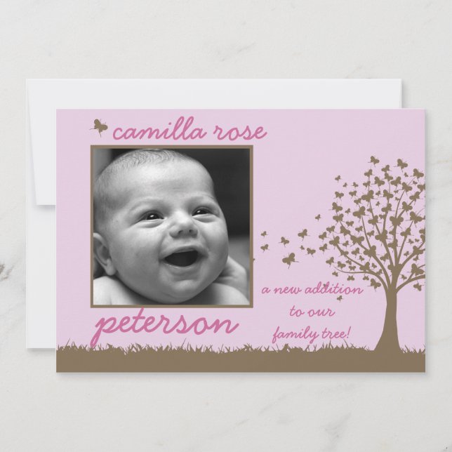 födelseanmälan för fjäril-träd meddelande (Framsida)