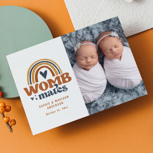 Födelseannanserings Foto Postkort Womb Mates Meddelande Vykort