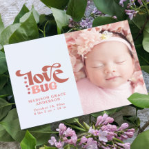 Födelseannons Foto Postkort | Love Bug