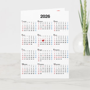 Födelseår 2026 med rött hjärta kort
