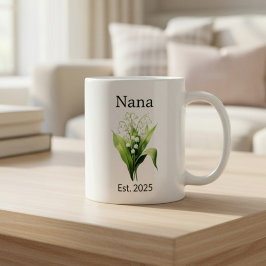 Födelseblomma Liljekonvalj för Nana med År Kaffemugg
