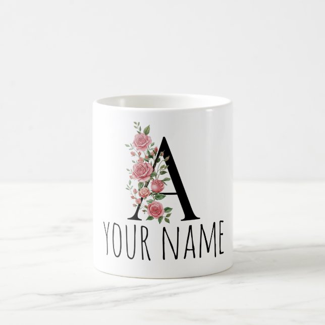 Födelseblomma Monogram Bokstav Namn Mugg (Center)