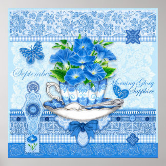 Födelseblomma och ädelsten September Tekopp Poster