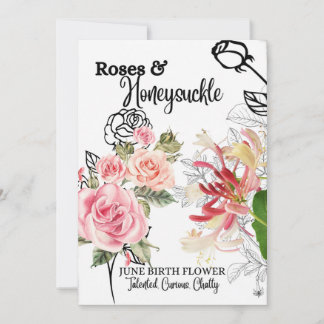 Födelseblomman, juni, Ro, honeysuckle Julkort