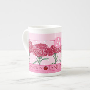 Födelseblomman och Gem januari Bone China Mugg Benporslin Mugg