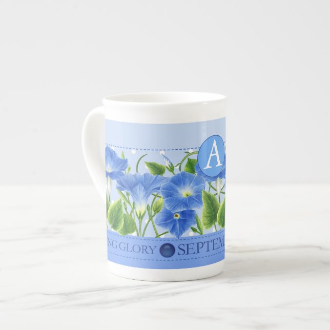 Födelseblomman och Gem September Bone China Mugg Benporslin Mugg (Framsida vänster)
