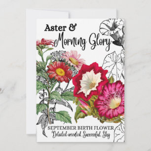 Födelseblomman, september, God morgon, Aster Julkort