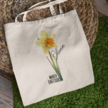 Födelseblommans måndag mars Daffodil Namn Tote Bag