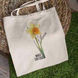 Födelseblommans måndag mars Daffodil Namn Tote Bag Tygkasse