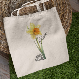 Födelseblommans måndag mars Daffodil Namn Tote Bag Tygkasse