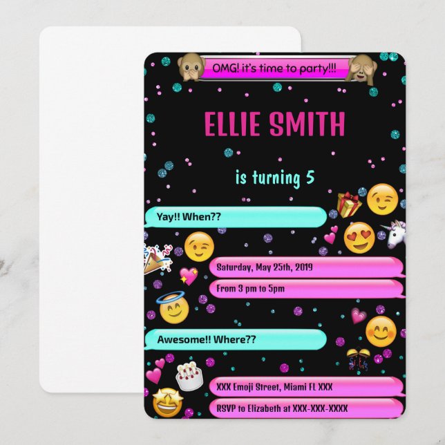 Födelsed Inbjudningar (Fram/baksida)