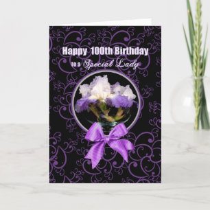Födelsedag - 100:e - Speciella Dam - Lila Iris Kort