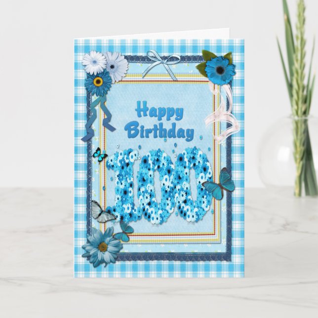 Födelsedag 100 med scrapboreffekt kort (Framsida)