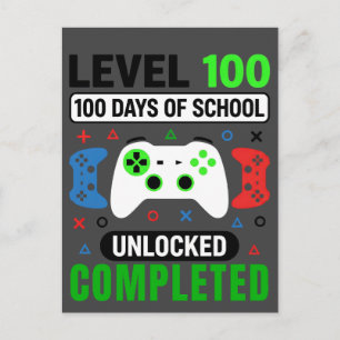 födelsedag 100 Skoldagar Nivå Upplåst Gamer Vykort