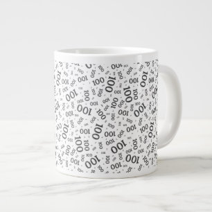 Födelsedag 100 Svart/Vit Slumpmässig Nummer Mönste Jumbo Mugg