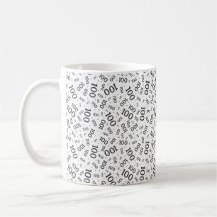 Födelsedag 100 Svart/Vit Slumpmässig Nummer Mönste Kaffemugg