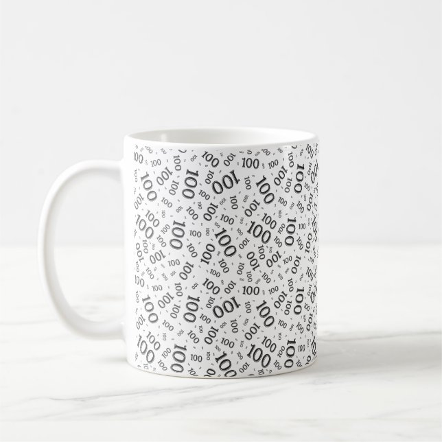 Födelsedag 100 Svart/Vit Slumpmässig Nummer Mönste Kaffemugg (Vänster)