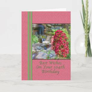 Födelsedag 104., Bougainvillea, fåglar, vattenfall Kort