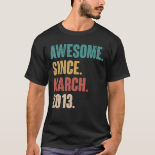 Födelsedag 10:e Dekorationen mars 10 ÅRS Vintag T Shirt