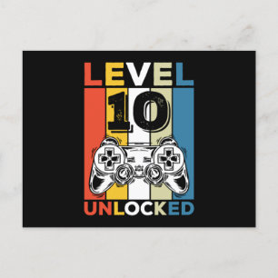 Födelsedag 10:e nivån upplåst 10 Gaming Retro Vykort