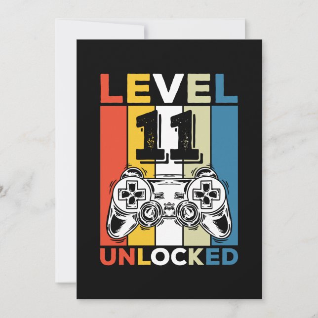 Födelsedag 11:e nivån upplåst 11 Gaming-retro Inbjudningar (Framsida)