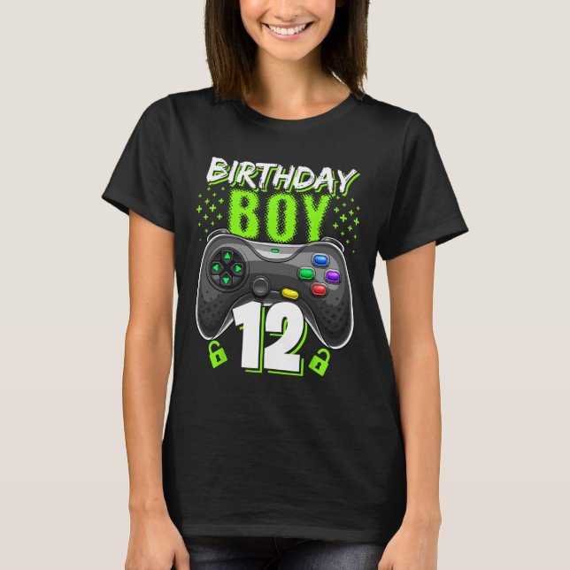 Födelsedag 12 Video Game Controller Gamer 12:e B T Shirt (Framsida)